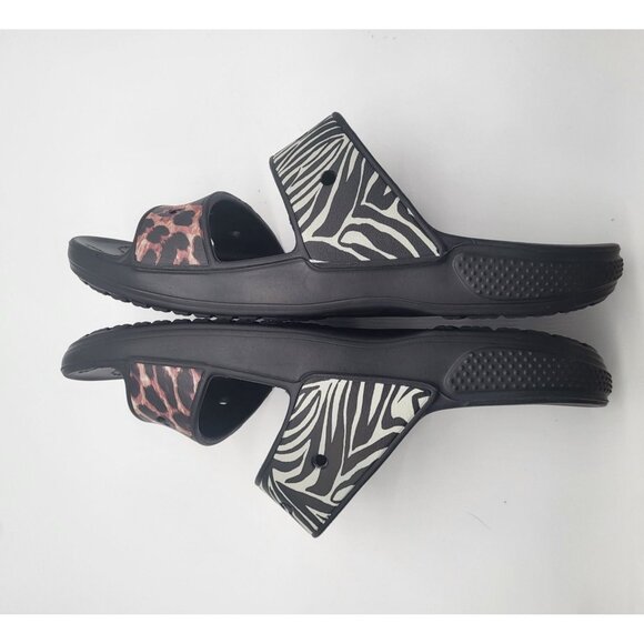 CROCS Unisex Classic Animal Remix Two-Strap Slide Sandals Mens-10 Womens-12 - Picture 6 of 7